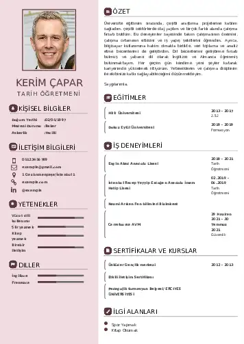Tarih Öğretmeni Cv Örnekleri cv indir
